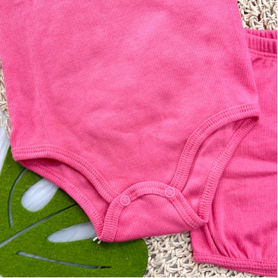 Conj Body e Short Canelado Pink